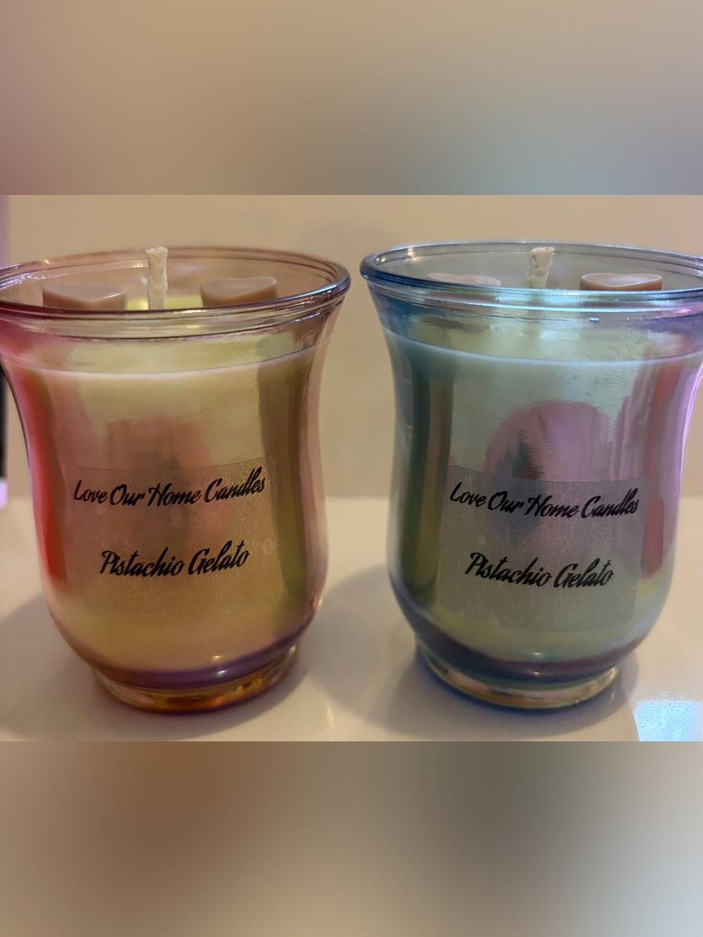 Iridescent Glass Candle - Pistachio Gelato
